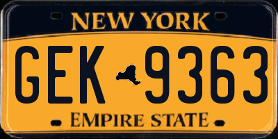 NY license plate GEK9363