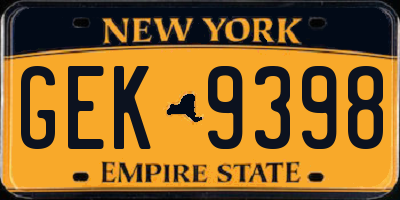 NY license plate GEK9398