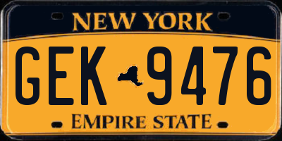 NY license plate GEK9476