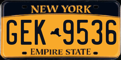 NY license plate GEK9536