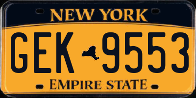 NY license plate GEK9553