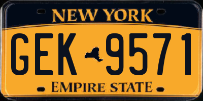 NY license plate GEK9571
