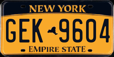 NY license plate GEK9604