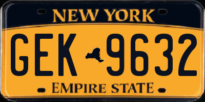 NY license plate GEK9632