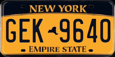 NY license plate GEK9640