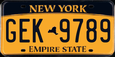 NY license plate GEK9789