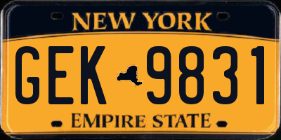 NY license plate GEK9831