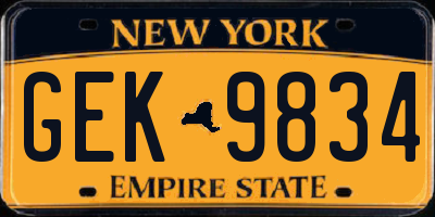 NY license plate GEK9834