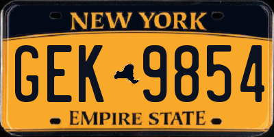 NY license plate GEK9854