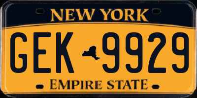 NY license plate GEK9929