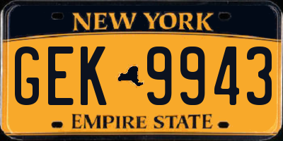 NY license plate GEK9943