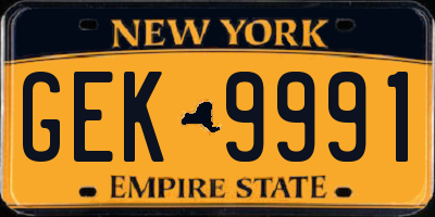 NY license plate GEK9991