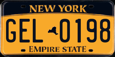 NY license plate GEL0198