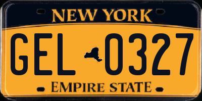 NY license plate GEL0327