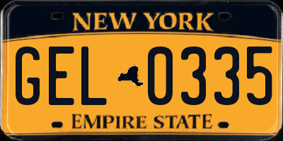 NY license plate GEL0335