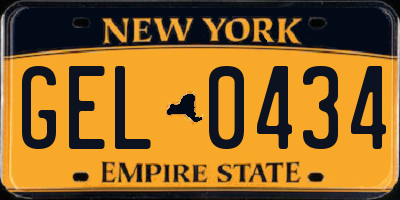 NY license plate GEL0434