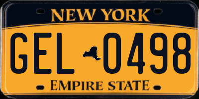 NY license plate GEL0498