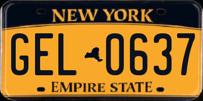 NY license plate GEL0637