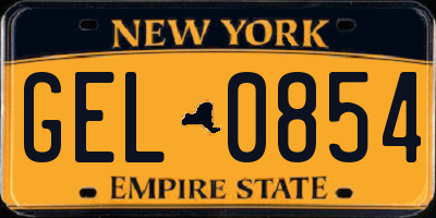 NY license plate GEL0854