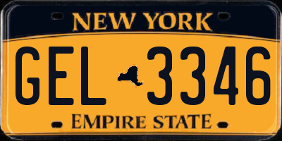 NY license plate GEL3346
