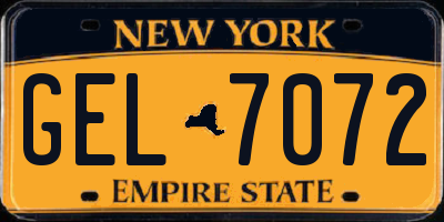 NY license plate GEL7072