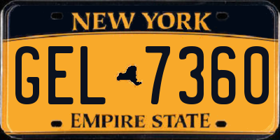 NY license plate GEL7360