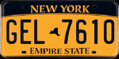 NY license plate GEL7610