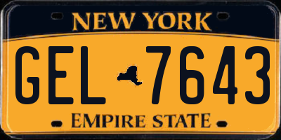 NY license plate GEL7643