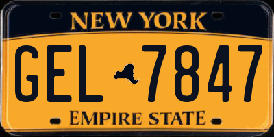NY license plate GEL7847