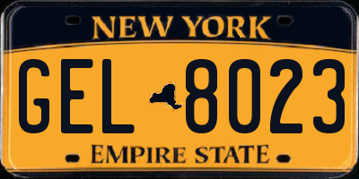 NY license plate GEL8023