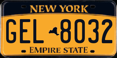 NY license plate GEL8032