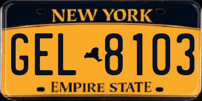 NY license plate GEL8103