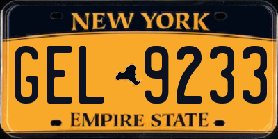 NY license plate GEL9233