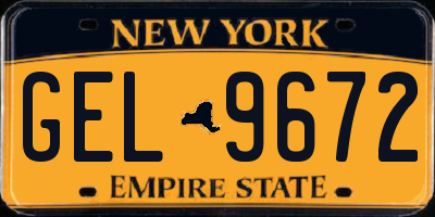 NY license plate GEL9672