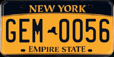 NY license plate GEM0056