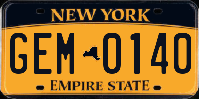 NY license plate GEM0140