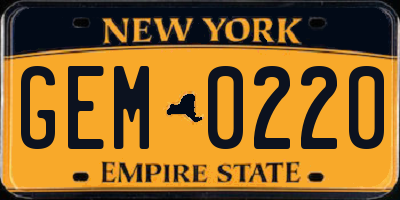 NY license plate GEM0220
