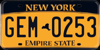NY license plate GEM0253