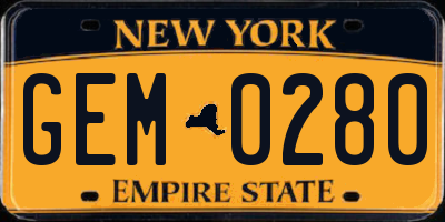 NY license plate GEM0280