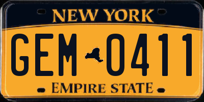 NY license plate GEM0411