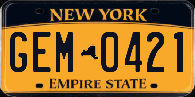 NY license plate GEM0421