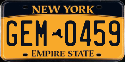 NY license plate GEM0459