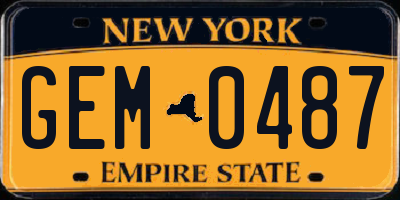 NY license plate GEM0487