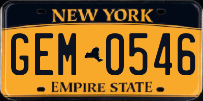 NY license plate GEM0546