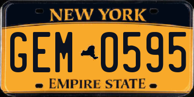 NY license plate GEM0595