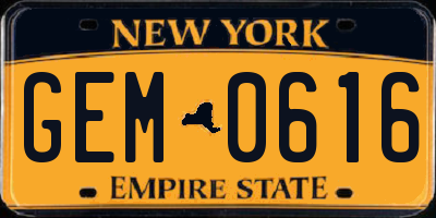 NY license plate GEM0616