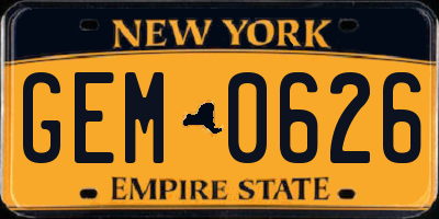 NY license plate GEM0626