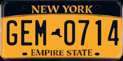 NY license plate GEM0714