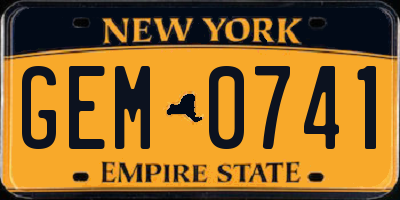 NY license plate GEM0741