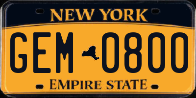 NY license plate GEM0800